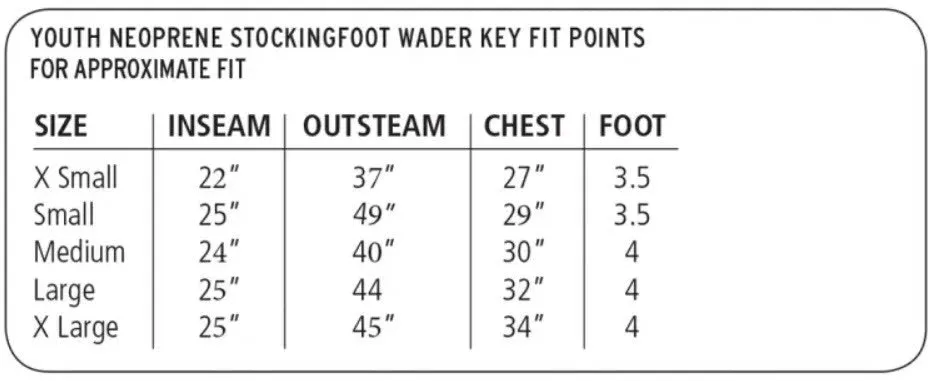 Caddis Youth Dark Green Neoprene Stockingfoot Waders