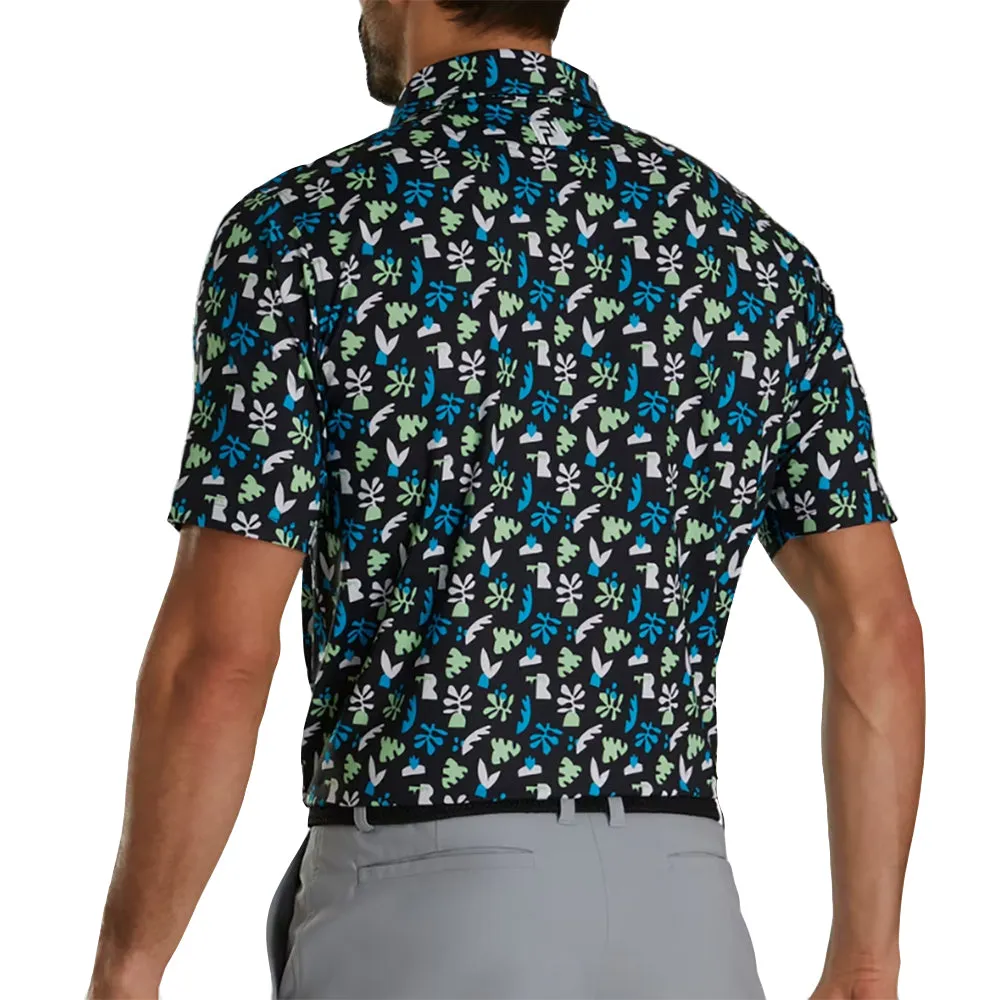 FootJoy Jungle Leaves Black Mens Golf Polo