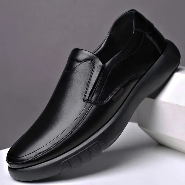 Men's Leather Shoes Soft Anti-slip Rubber Waterproof Loafers Shoes