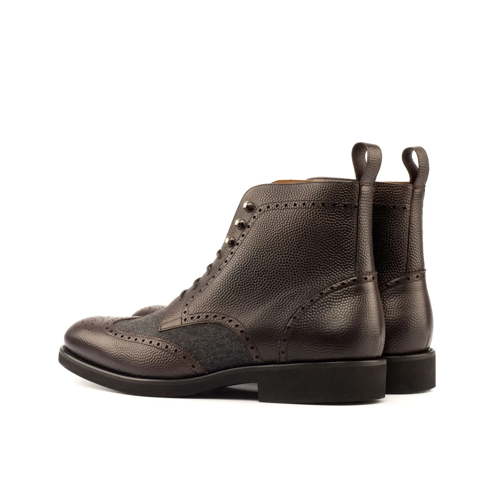 Men's Military Brogue Leather Boots Wide Plus Size Grey Dark Brown 3778