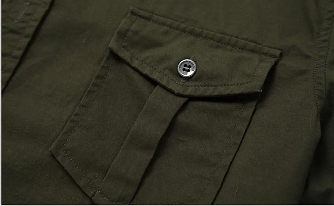 Men's Military Navy Blue Button Down Short Sleeve Tactical Shirt
