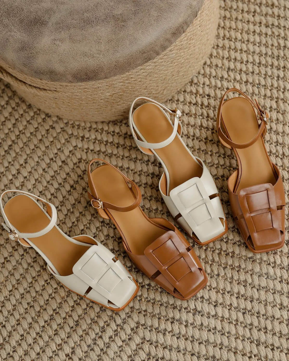 Voda - Block Heel Leather Sandals
