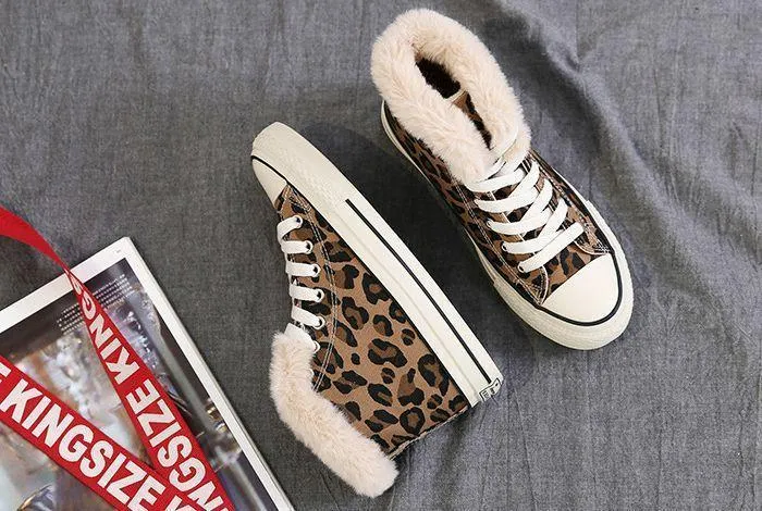 Winter High-Top Leopard Print Wild Warm Snow Boots