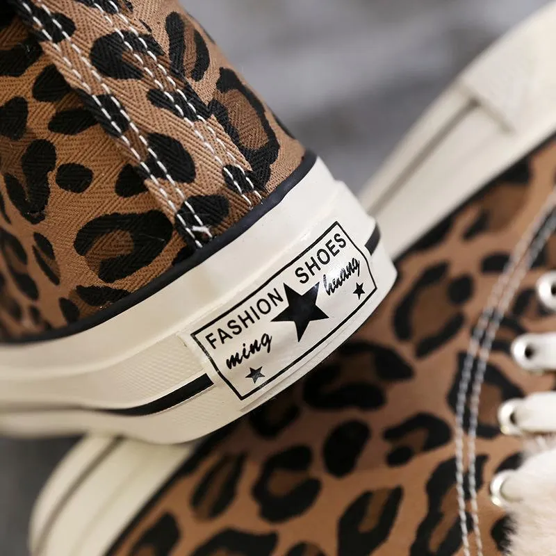 Winter High-Top Leopard Print Wild Warm Snow Boots